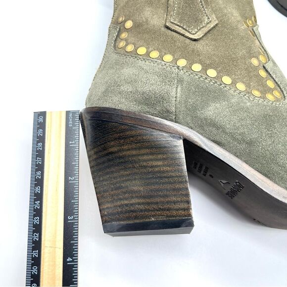 ZADIG & VOLTAIRE Womens 40 Cara Studded Western Boot Khaki Suede Leather Boots - Picture 15 of 16